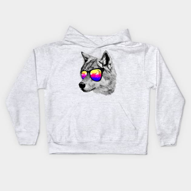 Cool Wolf Kids Hoodie by clingcling